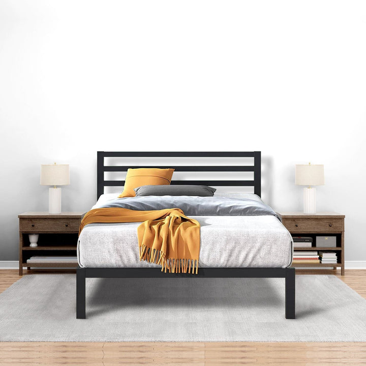 Furnitureful Beds & Bed Frames 3ft Single 90cm x 190cm / No Mattress Metal Bed Black Frame Platform Complete Set Headboard & Storage