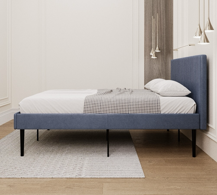 Bed Frame Grey Leather with 30CM Deep Storage Underneath
