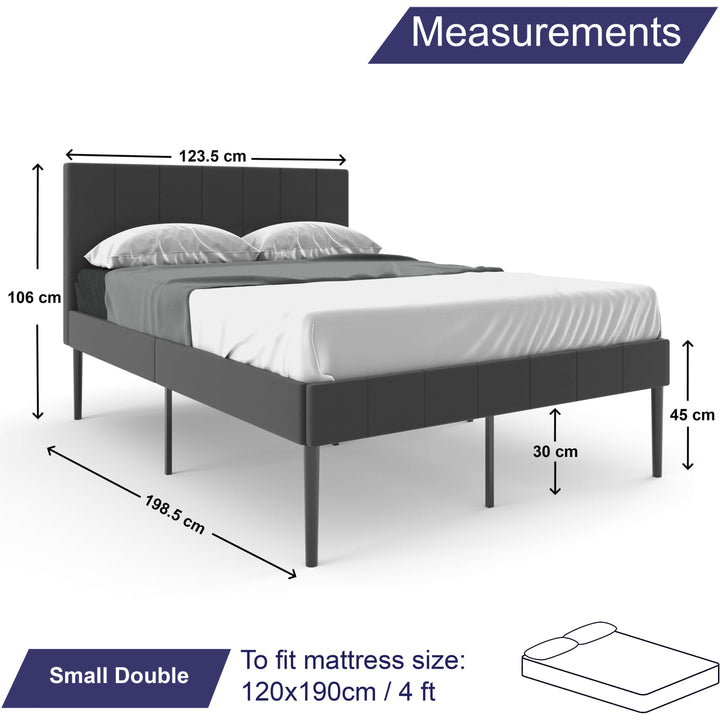 Bed Frame Grey Leather with 30CM Deep Storage Underneath