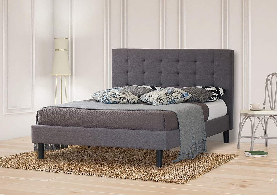 Furnitureful Beds & Bed Frames 3ft Single 90cm x 190cm Bed Frame Grey Linen Fabric with 30CM Storage Underneath