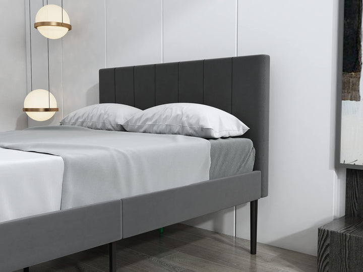 Furnitureful Beds & Bed Frames Bed with Mattress Grey Upholstered Ottoman Storage Frame