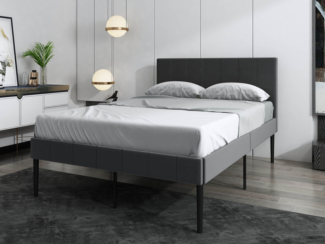 Furnitureful Beds & Bed Frames 5ft King Size 150cm x 200cm + Hybrid Mattress Bed with Mattress Grey Upholstered Ottoman Storage Frame