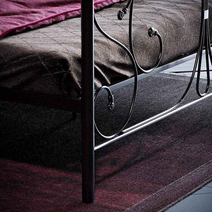 Furnitureful Beds & Bed Frames Black Metal Bed Frame Platform with Headboard & Deep 30CM Storage