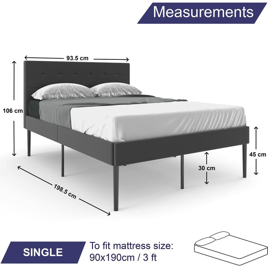 Furnitureful Beds & Bed Frames Grey Bed Frame Linen Fabric with 30CM Storage Underneath