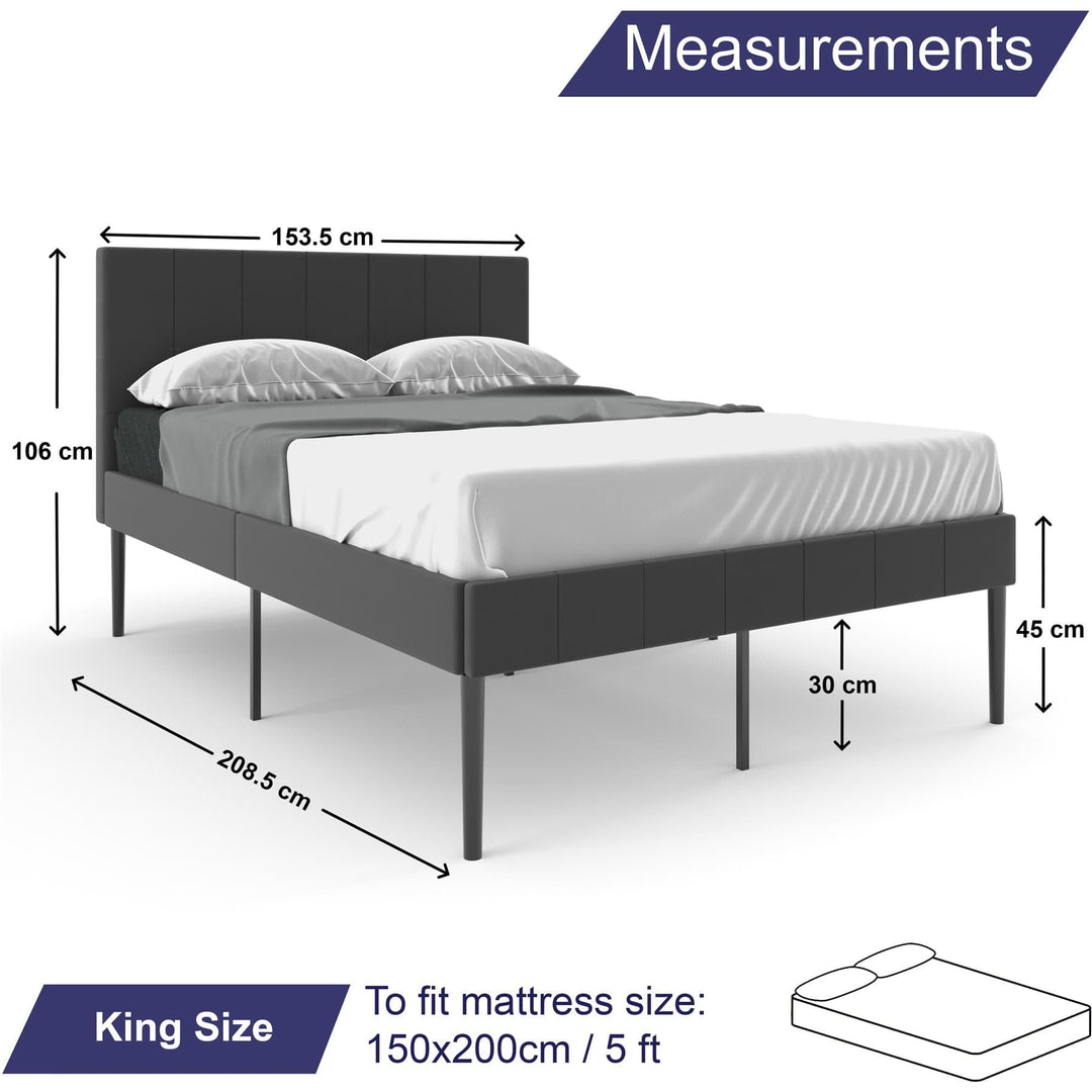 Furnitureful Beds & Bed Frames Grey Leather Bed Frame with 30CM Storage Underneath