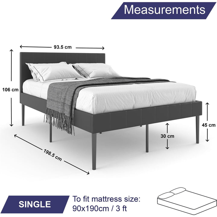 Furnitureful Beds & Bed Frames Leather Bed Grey Frame with 30CM Storage Underneath