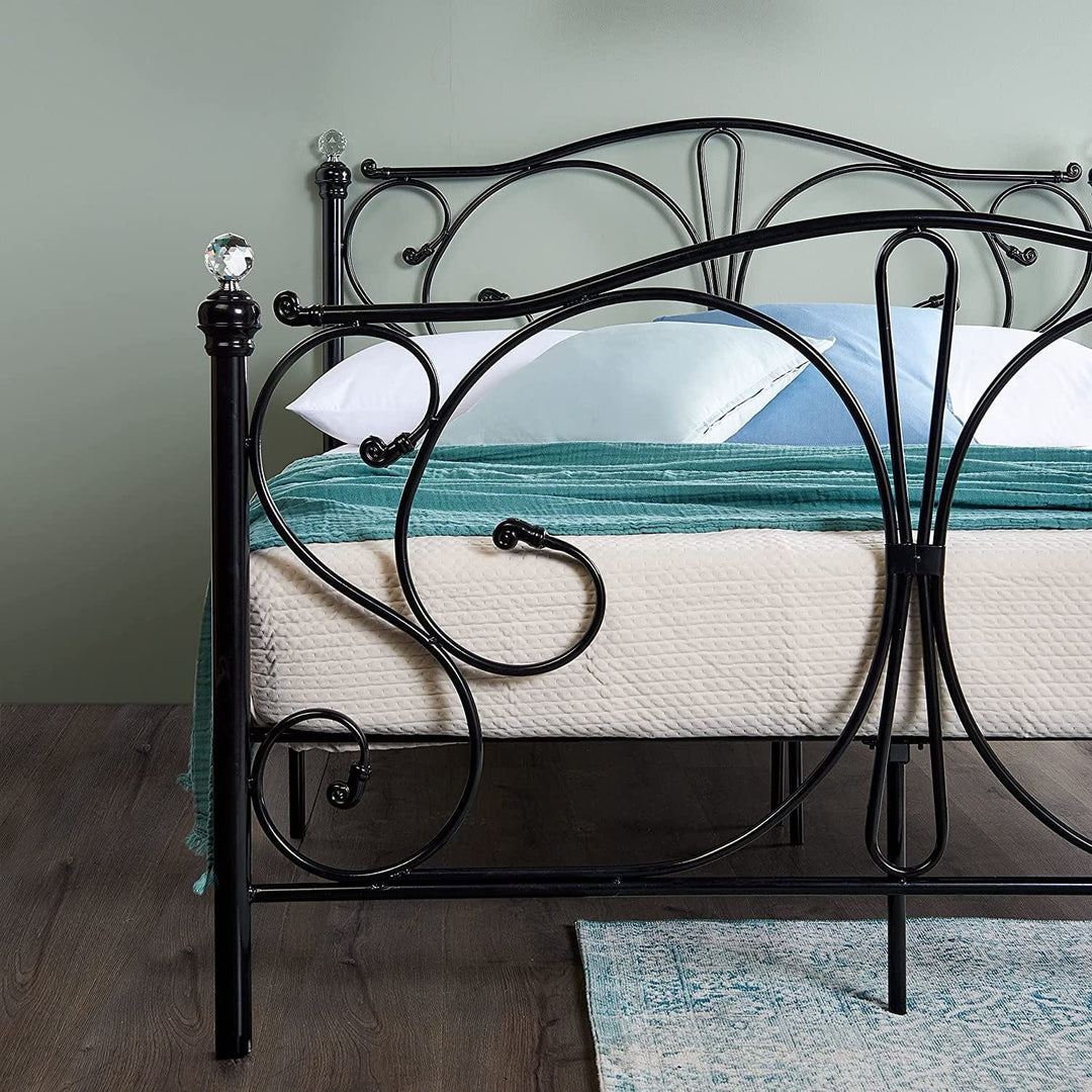 Furnitureful Beds & Bed Frames 3ft Single 90cm x 190cm / No Mattress Luxury Metal Bed Frame Platform with Headboard and Storage