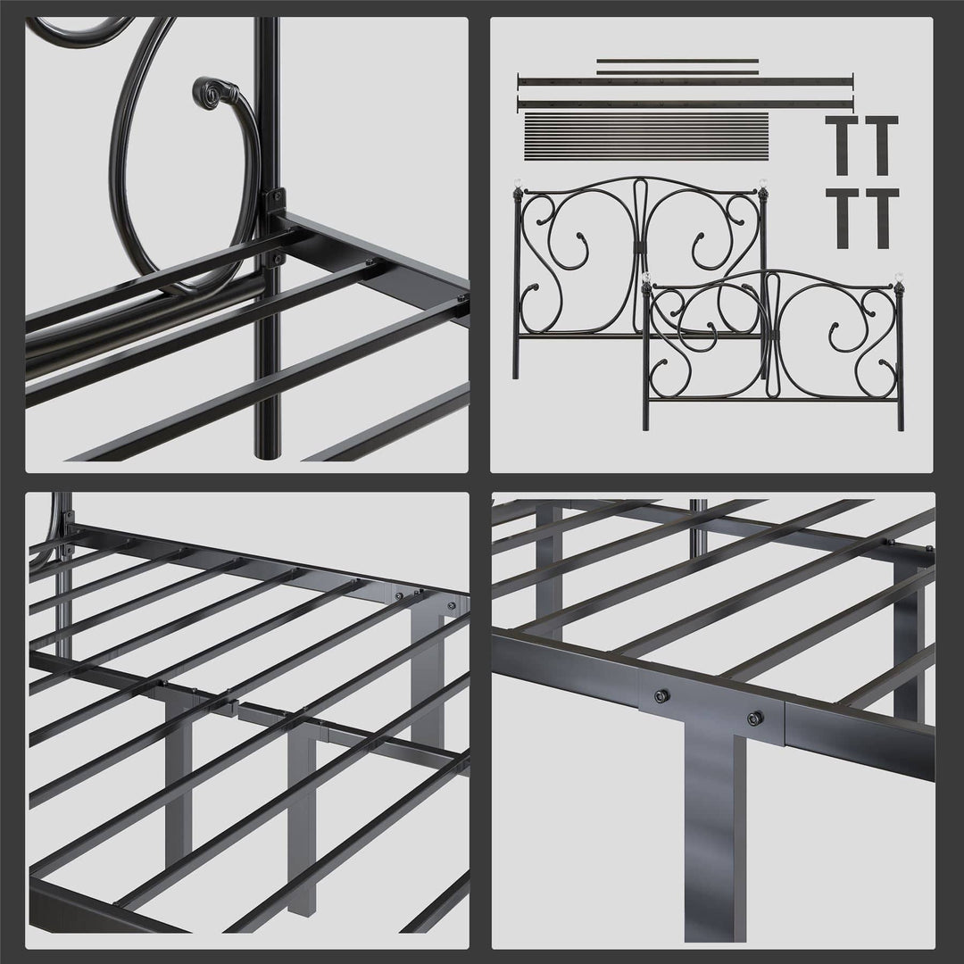 Furnitureful Beds & Bed Frames Luxury Metal Bed Platform Complete Frame Set Headboard & Storage
