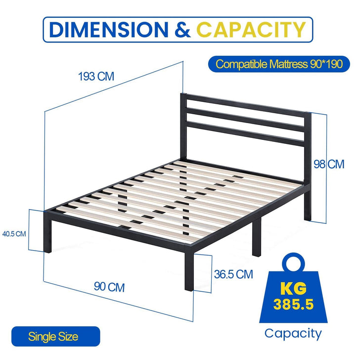 Furnitureful Beds & Bed Frames Metal Bed Black Frame Platform Complete Set Headboard & Storage