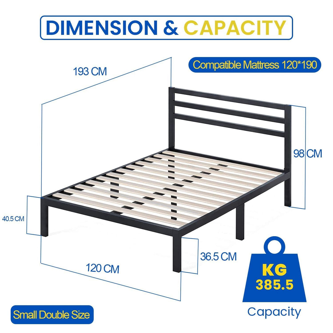 Furnitureful Beds & Bed Frames Metal Bed Frame Black Platform Complete Set Headboard & Storage