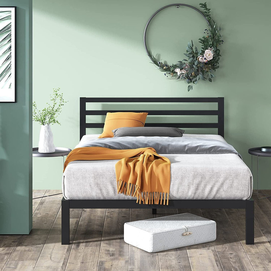 Furnitureful Beds & Bed Frames 3ft Single 90cm x 190cm / No Mattress Metal Bed Frame Platform with Headboard & Deep 30CM Storage
