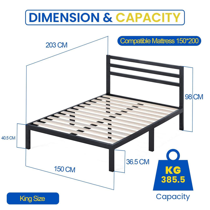 Furnitureful Beds & Bed Frames Metal Bed Frame Platform with Headboard & Deep 30CM Storage