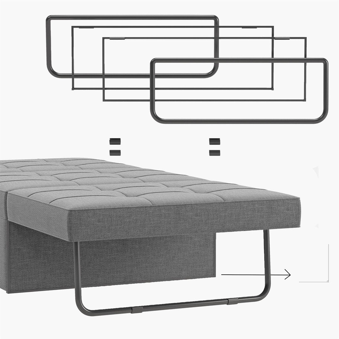 Furnitureful Sofa Bed Single Ottoman Sofa Bed Grey - 4 in 1 SofaBed | Recliner | Single Bed | Ottoman | Futon with Selected Fabric and Unique Sturdy Frame for Small Space