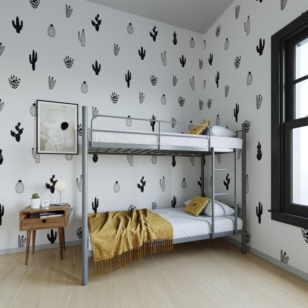 Furnitureful Beds & Bed Frames 3ft Single 90cm x 190cm Single Metal Bunk Bed Black - Converts into 2 Singles