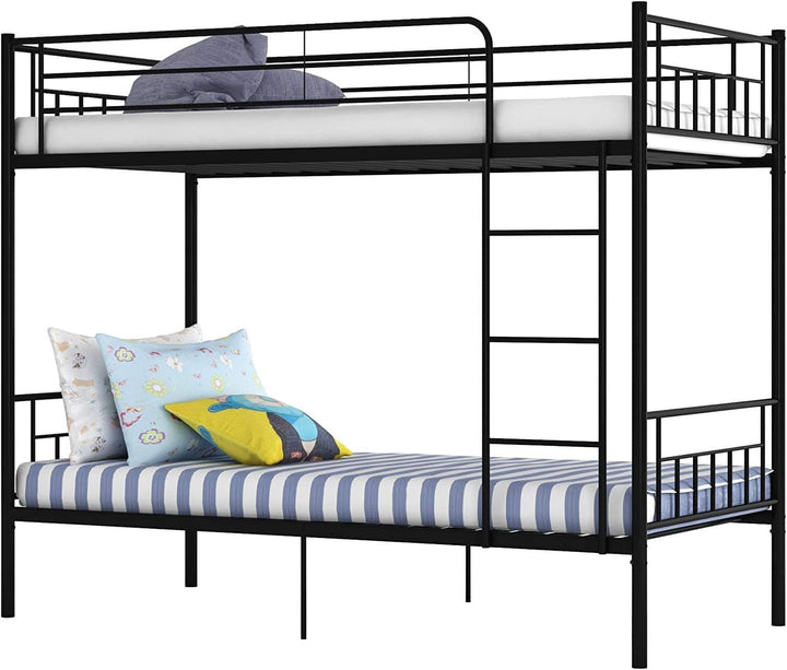 Furnitureful Beds & Bed Frames 3ft Single 90cm x 190cm / No Mattress Single Metal Bunk Bed Black - Converts into 2 Singles